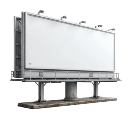 Empty billboard advertising space urban location display street view isolated on transparent background