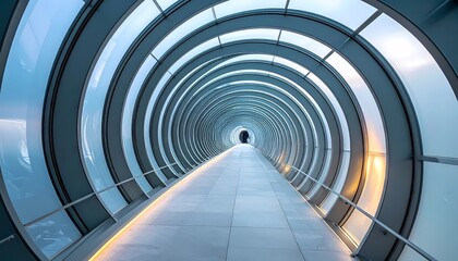 Fototapeta premium Futuristic Circular Tunnel with Light at the End.