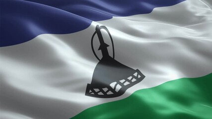 Lesotho flag waving smoothly seamless loop realistic animation background