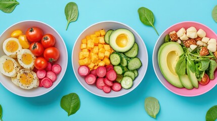 Fresh and Colorful Healthy Bowl with Vegetables and Fruits