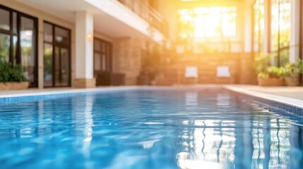 Tranquil Indoor Swimming Pool with Sunlight Reflections on Water