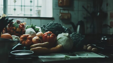 Fresh and Colorful Vegetables Ready for Cooking in a Kitchen Setting
