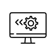 Computer Monitor With Gear Development Symbol Icon For Web And Graphic Design