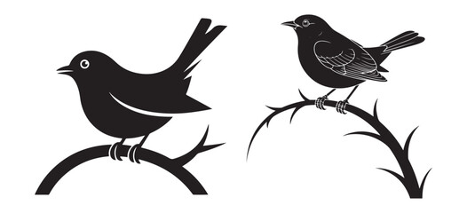 Minimalist Bird Design with Tree Branch