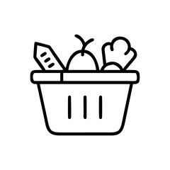 Grocery Shopping Basket Filled With Vegetables Icon For Web And Graphic Design