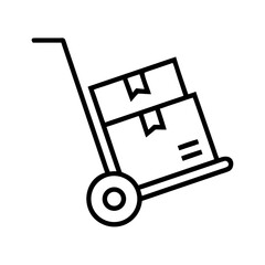Hand Truck Trolley Carrying Cardboard Box Icon For Web And Graphic Design