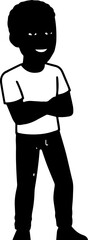 Black and white illustration of a handsome man in casual style minimalist modern line art drawing