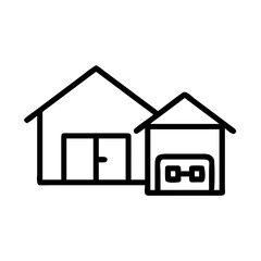 Housing Property With Garage Residential Icon For Web And Graphic Design