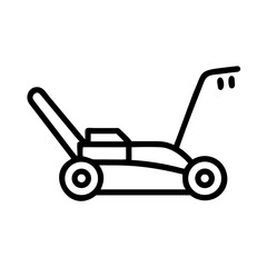 Lawn Mower Cutting Grass In Garden Icon For Web And Graphic Design