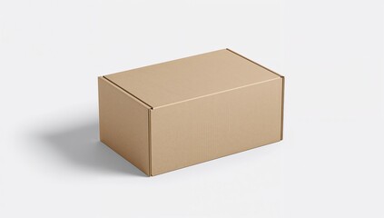 A simple cardboard box isolated on a clean white background display