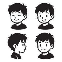 A black silhouette of Creative cartoon boy logo 