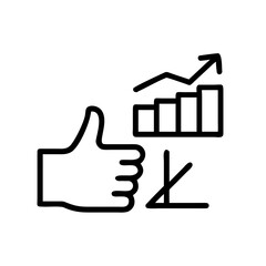 Obraz premium Market Approval Thumbs Up Chart Icon For Web And Graphic Design