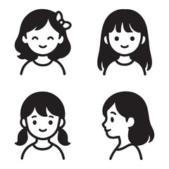 A black silhouette of Creative cartoon girl logo 