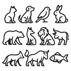 A black silhouette of Creative cartoon animal logo 