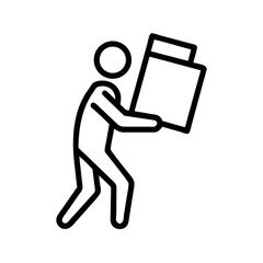 Moving Company Worker Lifting Parcel Icon For Web And Graphic Design