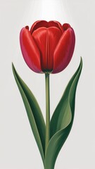 A vibrant bouquet of red tulips blooms in the shape of a heart against a clean white background, celebrating the beauty of spring