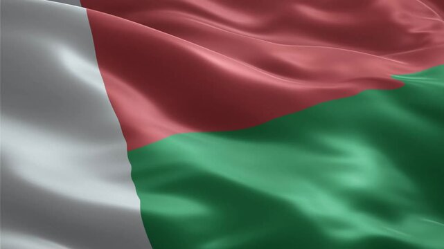 Madagascar flag waving smoothly seamless loop realistic animation background - Powered by Adobe