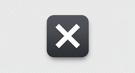 Obraz premium A dark gray rounded square icon with a white X in the center, set against a light gray background.