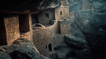 Cliff dwellings of Mesa Verde, Colorado, ancient Puebloan architecture,