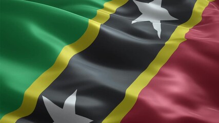 Saint Kitts and Nevis flag waving smoothly seamless loop realistic animation background