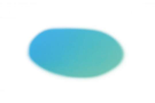 Abstract blue teal green gradient blur creating a soft oval shape. Modern color blend graphic element on a transparent background
