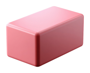 Colorful pink eraser on office supplies minimalist style isolated on transparent background