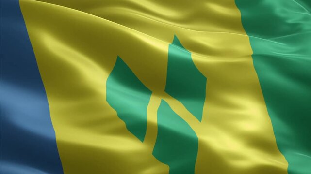 Saint Vincent and the Grenadines flag waving smoothly seamless loop realistic animation background