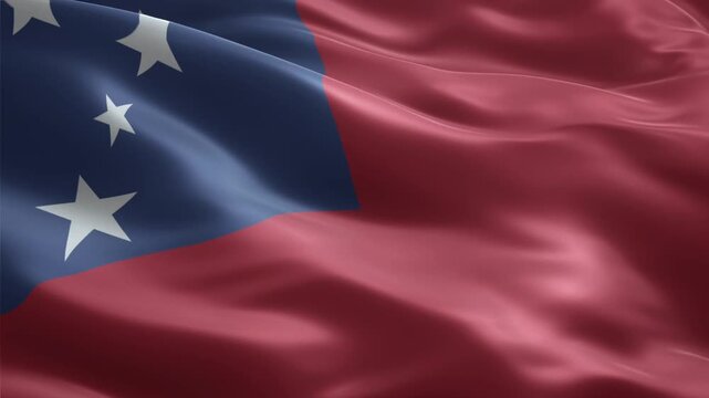 Samoa flag waving smoothly seamless loop realistic animation background - Powered by Adobe