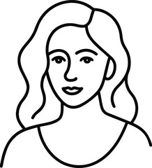 Vector art of simple line art illustration of a womans face and shoulders, , minimalist drawing, clean and modern aesthetic, suitable for various design projects and digital applications