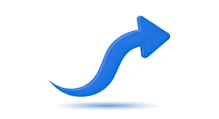 A blue curved arrow pointing right, 3D-rendered.