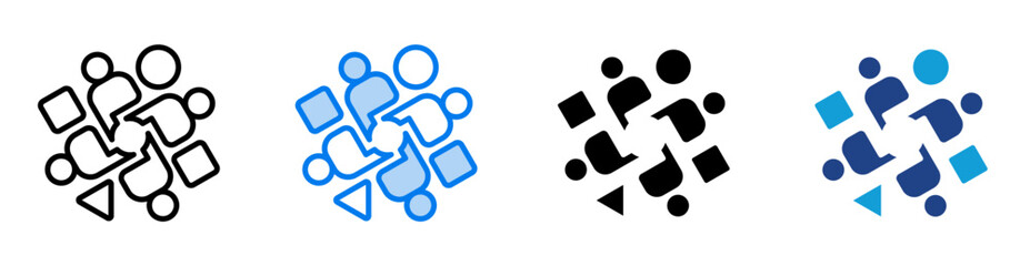 Diversity icon set multiple style collection
