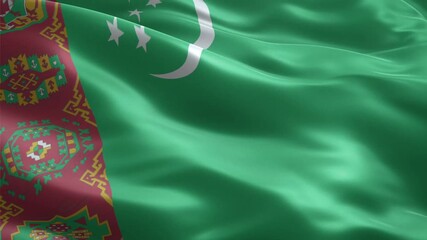 Turkmenistan flag waving smoothly seamless loop realistic animation background