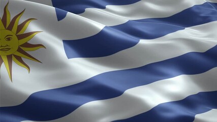 Uruguay flag waving smoothly seamless loop realistic animation background - Powered by Adobe