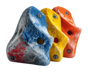 Climbing action with colorful holds gym sports isolated on transparent background