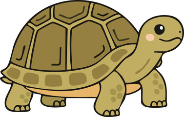 Smiling desert tortoise walking with domed shell