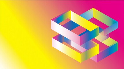 Abstract teamwork concept with interlocking geometric shapes on gradient.