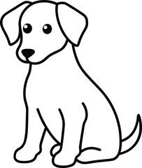 Fototapeta premium Vector art of cute cartoon puppy dog sitting and looking forward, simple line art illustration