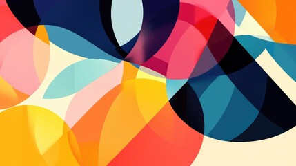 Obraz premium Colorful Abstract Shapes with Circles and Curves on Light Background