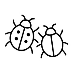 Two Ladybugs Representing Garden Insects Icon For Web And Graphic Design