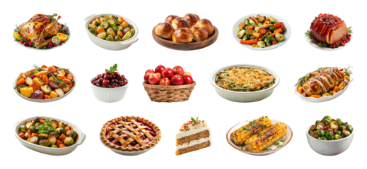 PNG Festive culinary delights assortment, element set on transparent background