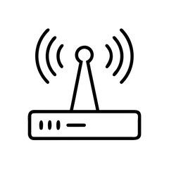 Wireless Router With Signal Waves Icon For Web And Graphic Design