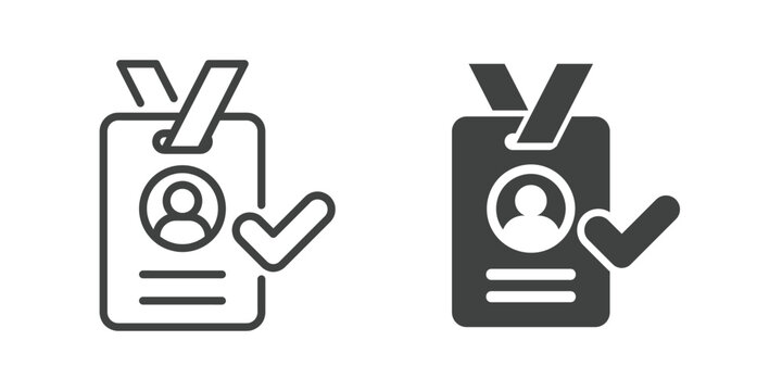 Verified ID Card Icon. Line and glyph solid icon