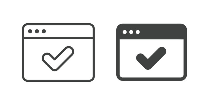 Webpage Verified Icon. Line and glyph solid icon