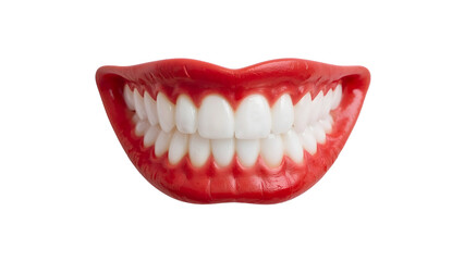 Smiling dentures isolated the transparent background dental teeth prosthesis oral hygiene healthcare concept