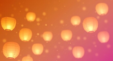 St. Martin’s Day lantern parade banner background, glowing lanterns on warm gradient