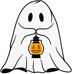 Spooky Ghost Halloween Illustration Vector