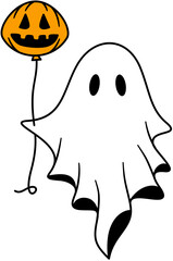 Spooky Ghost Halloween Illustration Vector