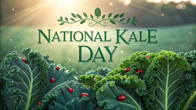 National kale day, Fresh vibrant green kale leaves background symbolizing nutrition and healthy living inspiration..
