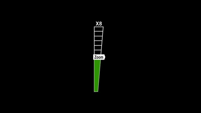 Green Zoom Bar with X13 Magnification Level on Black Background scale graphic