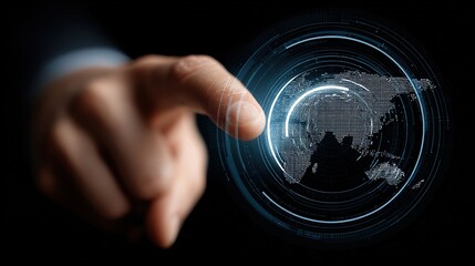 Hand Touching Digital Globe for Global Connectivity Concept